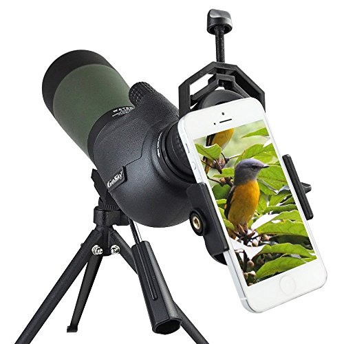 Gosky Telescopio Terrestre 20- 60X 80 Spotting Scope, Con Zoom Resistente al Agua 20x- 60x, Lentes ópticas Recubiertas FMC - Ocular con Trípode y Adaptador de Digiscoping